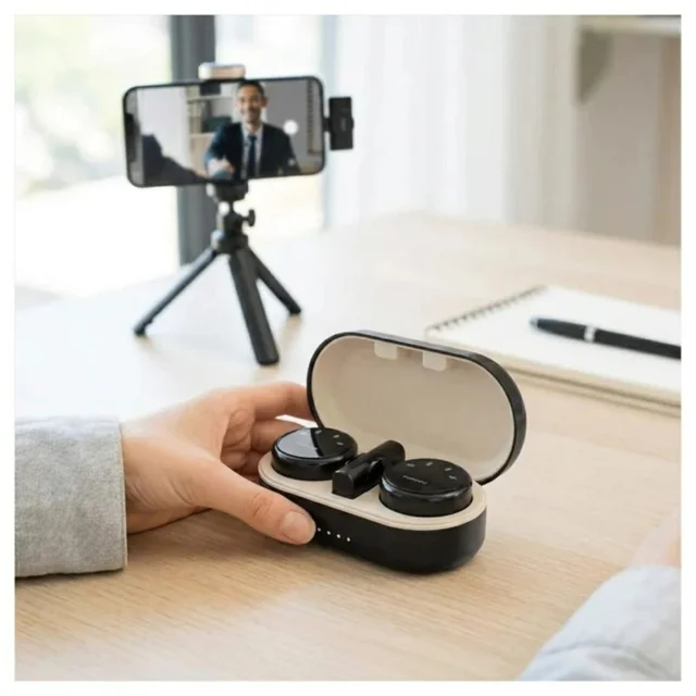 میکروفون حرفه‌ای بی‌سیم پرودو مدل PD-WMDMIC-BK New Pack، با درگاه USB Type C و فیلتر برش ف 101959084