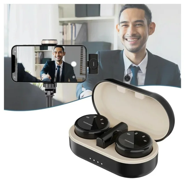 میکروفون حرفه‌ای بی‌سیم پرودو مدل PD-WMDMIC-BK New Pack، با درگاه USB Type C و فیلتر برش ف 101959085