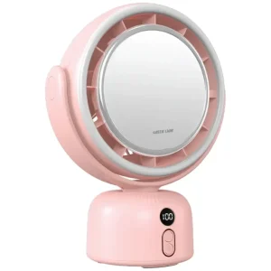 پنکه و آینه آرایشی Green Lion Makeup Mirror Fan رنگ صورتی