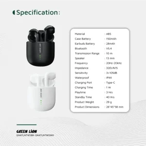 مشخصات ایرپاد هندزفری گرین لاین Greenlion Atlanta True Wireless