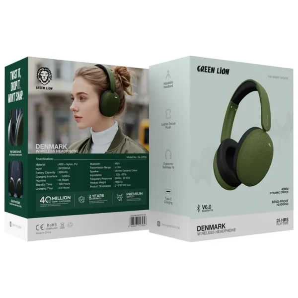 جعبه هدفون بی‌سیم گرین لاین Greenlion Denmark با بلوتوث ۶.۰