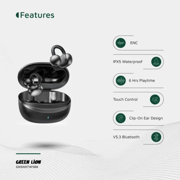 مشخصات هندزفری بی‌سیم کلیپسی گرین لاین Greenlion Sonix