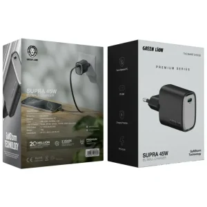 جعبه شارژر دیواری گرین لاین Green Lion GaN توان ۴۵ وات مدل GNSP45WEUBK