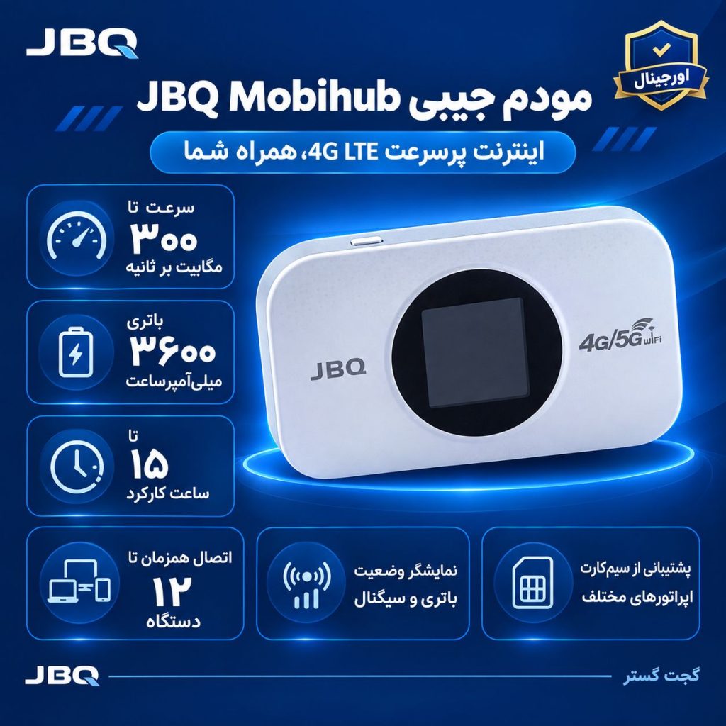 اینفوگرافیک مودم جیبی مدل JBQ Mobihub 4G LTE