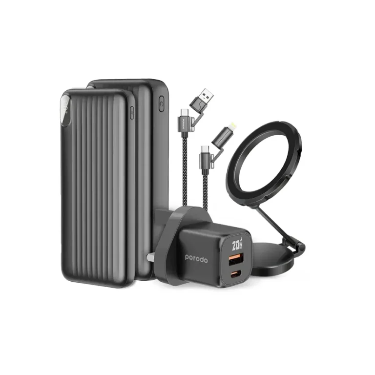 پکیج شارژ ۶ در ۱ پرودو Porodo با پاوربانک، شارژر GaN و هولدر MagSafe