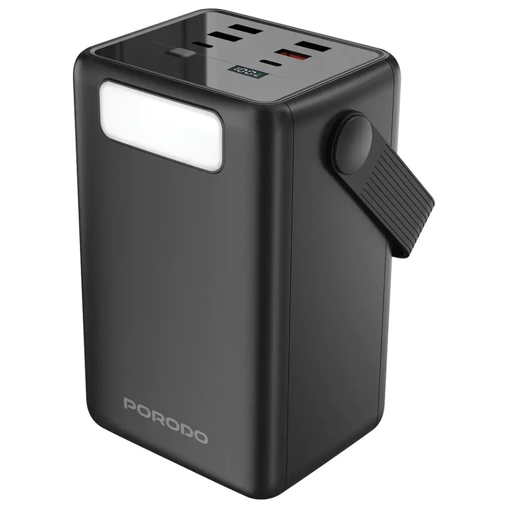 PDPBJ301BK-Porodo-Lara-80000mAh-Power-Bank-with-Integrated-Cables-Flashlight-Black (1) پاوربانک پرودو Lara 80000