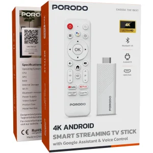 جعبه اندروید باکس هوشمند پرودو مدل Smart Streaming TV Stick 4K با دستیار صوتی گوگل PDH313WH