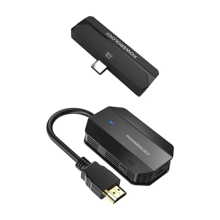 Powerology-Wireless-HDMI-Type-C-Adapter-Audio-Video-Black-1-768x768 دانگل بیسیم HDMI به Type-C پاورولوژی Powerology با برد ۵۰ متر