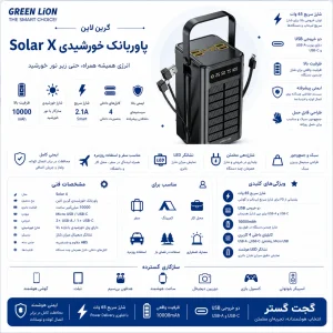 اینفوگرافیک پاوربانک خورشیدی گرین لاین Solar X