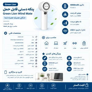 اینفوگرافیک پنکه دستی قابل حمل Green Lion Windix