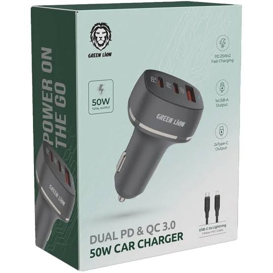 جعبه شارژر فندکی گرین لاین مدل Dual PD & QC 3.0 توان ۵۰ وات