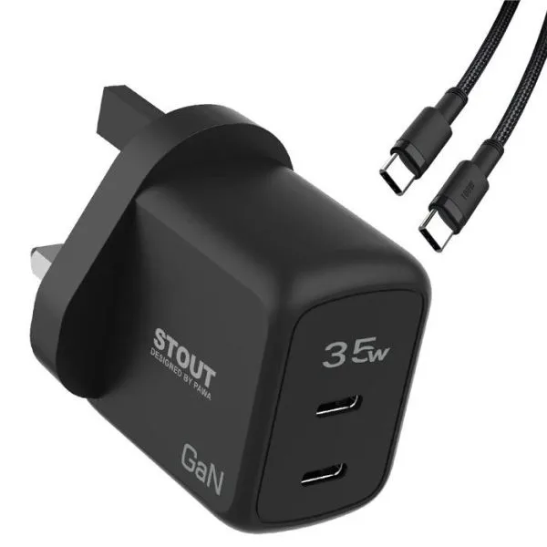 686c3344a2f99_download-1-600x600 (1) شارژر دیواری ۳۵ وات پاوا Pawa مدل Stout GaN با دو پورت USB-C و کابل همراه