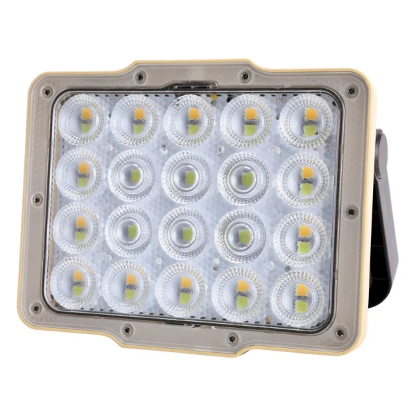 پروژکتور خورشیدی گرین لاین مدل GNFL13SOLGTBK با باتری ۴۸۰۰ میلی‌آمپر ساعت و ۴۳ LED