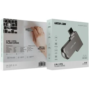 جعبه فلش مموری تایپ سی گرین لاین Green Lion 2in1 OTG ظرفیت 64 گیگابایت مدل GN2N1FL64SL