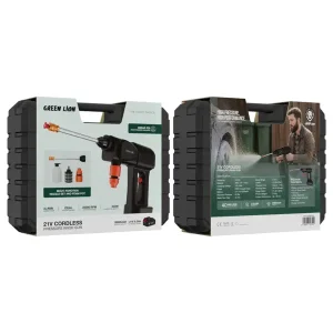جعبه کارواش شارژی گرین لاین ۲۱ ولت مدل Cordless Pressure Wash Gun GN21VCPRWGNBK با فشار ۳۶ بار