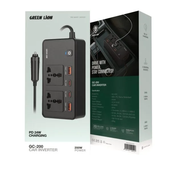 جعبه اینورتر فندکی گرین لاین مدل GC-200 GNGC200CINBK