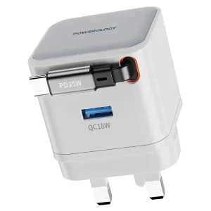 شارژر دیواری ۳۵ وات پاورولوژی مدل PWCUQC032WH اورجینال