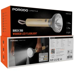 چراغ قوه چوبی پرودو مدل Birch 300 PDA90502WD با پوسته آلومینیومی