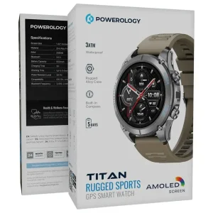 جعبه ساعت هوشمند ورزشی پاورولوژی مدل Titan Rugged Sports GPS PSWAGBT با بلوتوث ۵.۳
