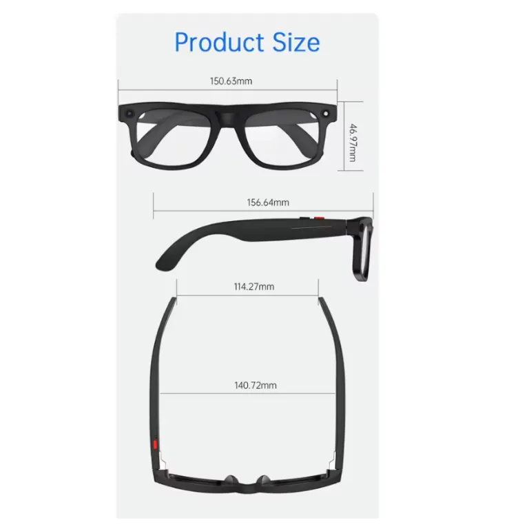 جعبه عینک هوشمند دوربین‌دار ۸ مگاپیکسل مدل AiMB Glasses S2 Max با ۳ لنز قابل تعویض